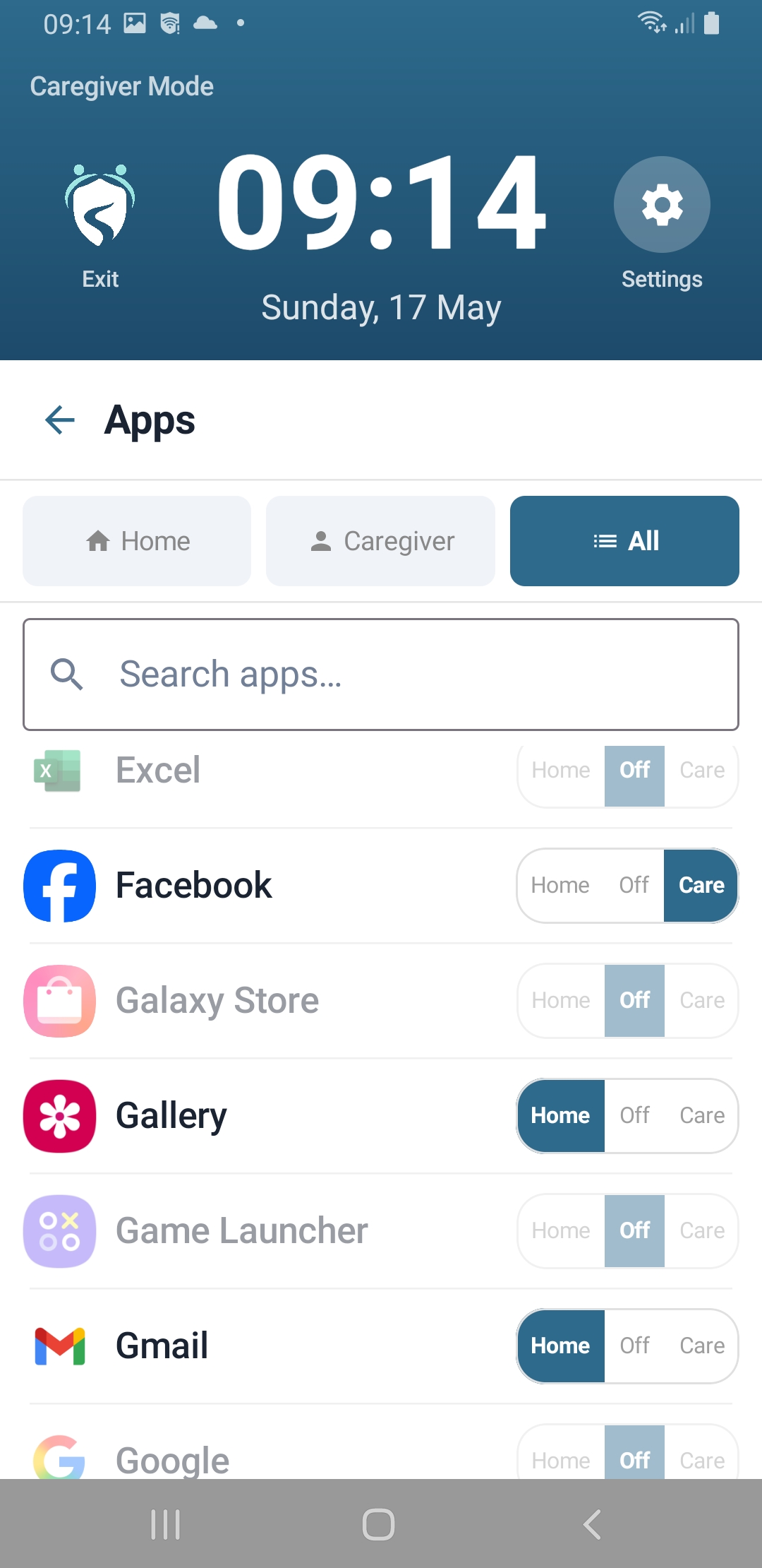 App visibility settings