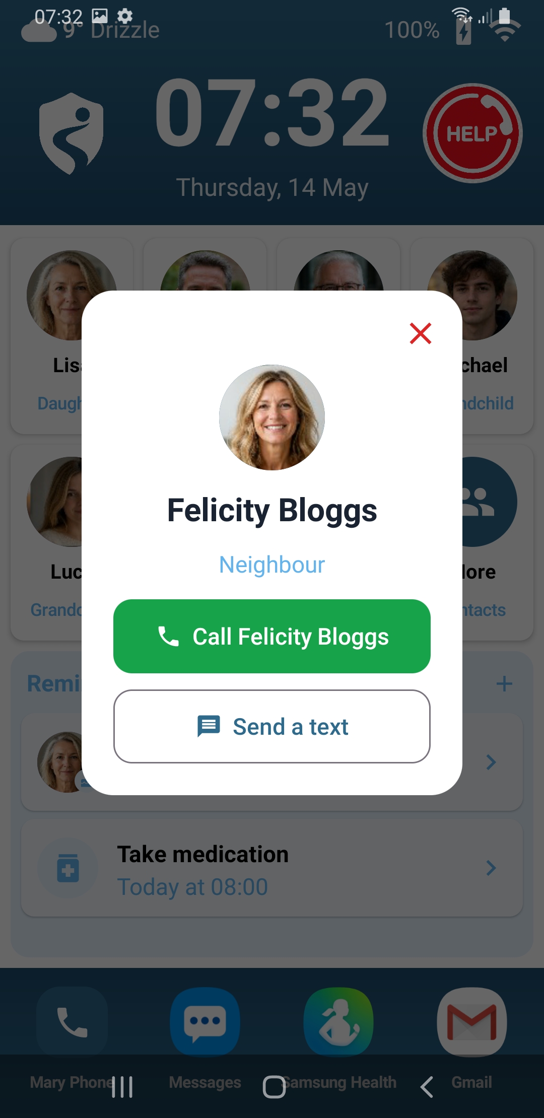Call contact popup