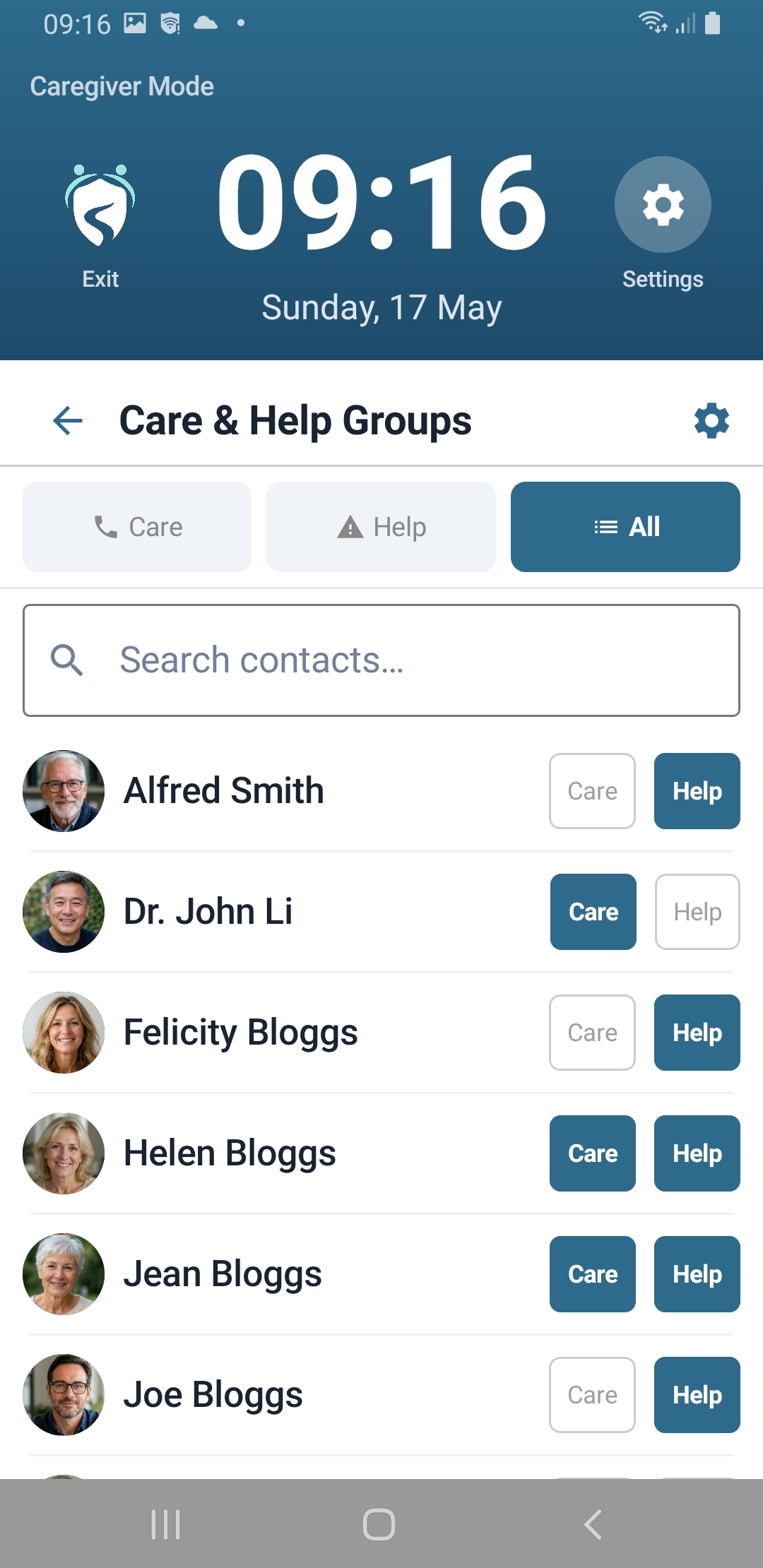 Help and call groups